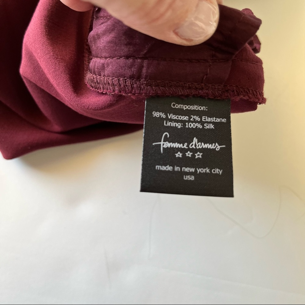 Femmes D’armes Bordeaux Satin Pants - Picture 9 of 10
